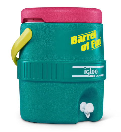 Retro 2 Gallon Party Water Jug Cooler Jade Finish With Eco Friendly THERMECOOL Foam Insulation, BPA Free, Drip Resistant Spigot
