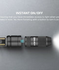 Imini 2 EDC Rechargeable Keychain Flashlight With 50 Lumens Output showing magnetic cap and LED light emitting beam