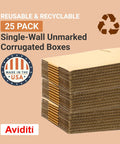Stack of Kraft Beefy Corrugated Cardboard Box 24 Inch Long By 8 Inch Wide By 6 Inch High Pack Of 25 For Shipping Packing And Moving