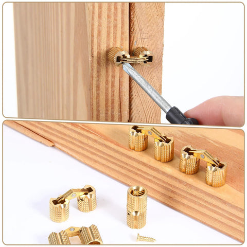 Hidden Brass Barrel Hinges Set For DIY Jewelry Boxes And Furniture 6 Pack 8mm Concealed Hinges With 180 Degree Opening installed view