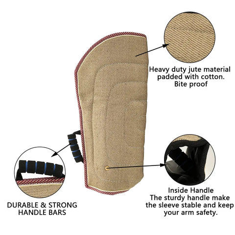Dog Bite Sleeve Training Pro Grade For Large Dogs Heavy Duty Jute Gear With Safe Padded Arm Sleeve Great For Pit Bull German Shepherd K9 Puppies And Young Dogs Tugging Biting Play Pink Trim made of heavy-duty jute with handle bars