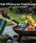 Person using a Powerful Propane Kitchen Torch For Searing Steak, Grilling And BBQ, adjustable flame lighting campfire