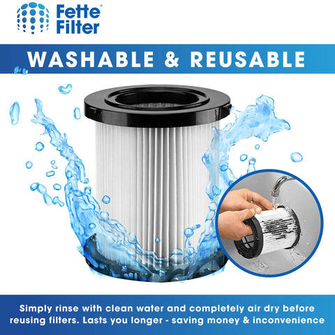 Replacement Filters For Wet Dry Vacuum Cleaner Compatible With DeWalt DCV580 DCV581H Models Pack Of 4 being rinsed in water