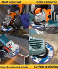10 Pack 4 Inch Angle Grinder Stripping Wheel Set for Paint and Rust Removal in use on various metal surfaces with 5/8 Inch Arbor