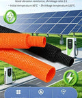 Heat Shrink Cable Sleeve 300cm for DIY Pros and Home Use, Ultra Durable, High Temperature Resistant, Flexible and Easy to Install Wire Protection for Electrical Wires, featuring orange and black sleeves outdoors.