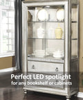 Glass cabinet with dishware, lit by PAR16 LED short neck recessed spotlight bulb 6W 60W equivalent daylight 5000K 600 lumens E26 base