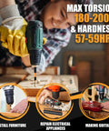 Person using drill with Torx Security Bit Set With 27 Pieces Tamper Proof Precision Bits Including 2 Inch And 1 Inch Lengths Magnetic Holder