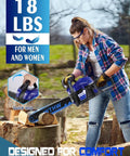 Person using 58cc Gas Powered Chainsaw With 20 Inch And 18 Inch Quick Switch Bars for wood cutting outdoors