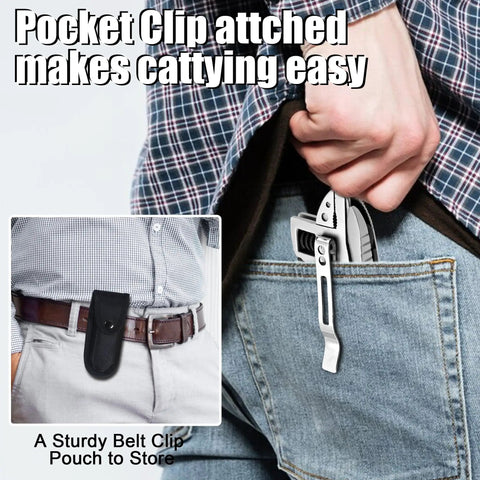 Five In One Portable Multitool Pliers Set With Cross Wrench, Screwdriver, Knife And Protective Cover in pocket view