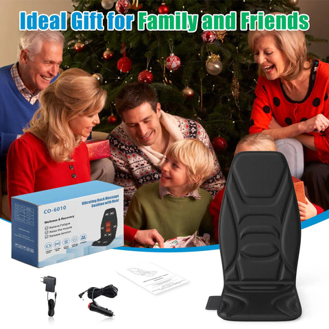 Family unboxing Portable Back Massager With Heat And Vibration For Deep Tissue Pain Relief In Shoulders, Back, Lower Back And Thighs, Office Chair Massage Pad, Dope Gift For Men And Women