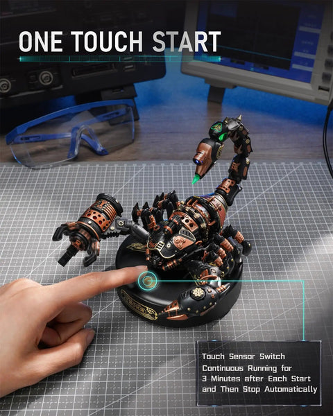 Emperor Scorpion 3D Metal Model Kit Dope Steampunk Mechanical Puzzle For Adults And Kids, touch sensor base