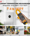 Person using Must Have All In One Digital Clamp Meter With O Shaped Jaw Auto Range Voltage Tester for temperature measurement