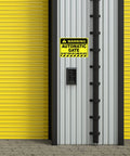 Heavy Duty No Sweat Automatic Gate Warning Sign 8X12 Inches Rust Proof Aluminum mounted on a corrugated metal gate.