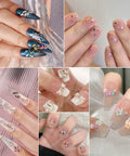 Glam Up Your Nails With This All In One Nail Art Kit Featuring Colorful Rhinestones and Flowers on Various Nail Designs