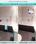 Bathroom before and after with 12x12 Inch Stainless Steel Shower Niche, Modern Waterproof In Wall Shelf for neat storage
