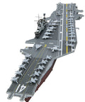 Premium Series USS Midway Aircraft Carrier 3D Metal Model Kit, detailed top view showing runway and parked aircrafts