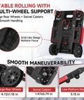Heavy Duty Folding Hand Truck And Portable Utility Cart With 220 Pound Capacity For Zero Trouble Moving Heavy Lifting Shopping Runs And Snappy Fold Away Storage with large wheels and swivel casters.