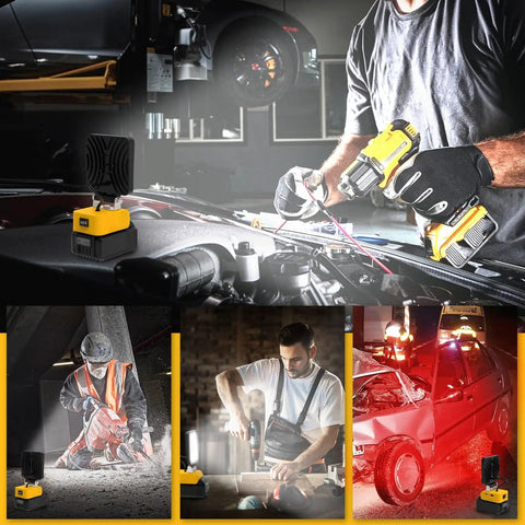 Cordless 55W Work Light With Hella Bright 36 LED Beads, USB Type-C Charging used in workshop, garage, car emergency scene