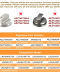 Comparison of stove knob models for LG LRG series, highlighting correct Five Pack Stove Knob Replacements For LG Gas Range And Oven LRG Series LRG3095ST LRG3091ST LRG3093ST LRG3035ST LDG3036ST AEZ73453509 Replaces AEZ72909008 AP5669773 3 Year Warranty OEM Quality Budget Friendly Easy Install.