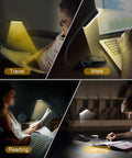 Gritin 9-LED rechargeable clip-on reading light, black with flexible neck for travel or study