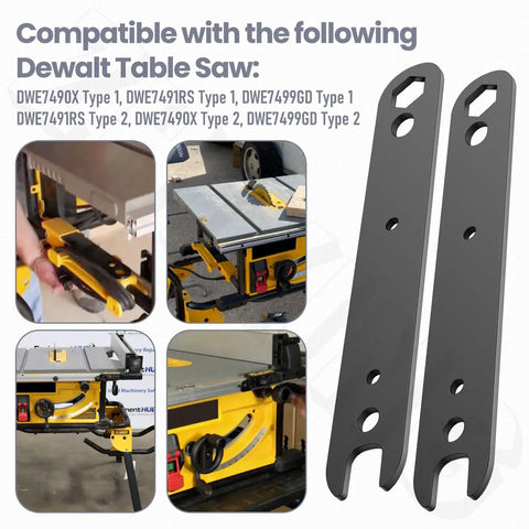 Two Pack N506977 Table Saw Wrench Spanner Set usable for DeWalt table saws, showing heavy duty spanner tools with a black oxide finish.