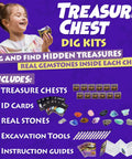 Treasure Chest Dig Kit Party Pack For 12 Kids With 12 Gems And Crystals Excavate Real Treasure Like A Pirate display