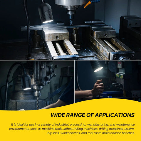 18W Magnetic Lathe Light With 2160 Lumens Flexible Gooseneck Work Lamp for CNC Milling Machines and Drill Presses in use