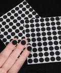 Premium Self Adhesive Felt Pads Keep Your Homebase Squeaky Clean And Scratch Free With No Drama Peel And Stick Backing For Cabinets Drawers And Hardwood Floors In A Solid 261 Unit Pack That Always Nails It, showing black round foam dots on sheets.