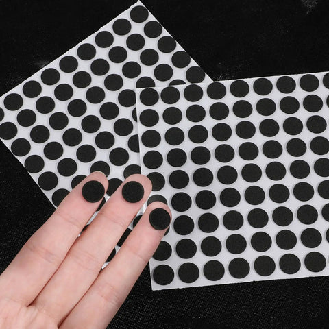 Premium Self Adhesive Felt Pads Keep Your Homebase Squeaky Clean And Scratch Free With No Drama Peel And Stick Backing For Cabinets Drawers And Hardwood Floors In A Solid 261 Unit Pack That Always Nails It, showing black round foam dots on sheets.