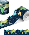 65 Foot World Map Bulletin Board Border With Scalloped Edges Rolled Border Trim for Classroom Chalkboard Poster Decor