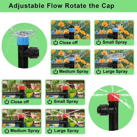 Adjustable emitters on Ultimate 250 Ft Drip Irrigation Kit With 50 Ft Half Inch Main Tube And 200 Ft Quarter Inch Tubing