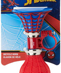Spider Man Webbed Bike Horn For Kids in red and blue packaging, age 3 plus