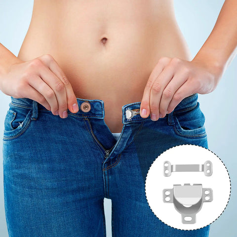 Go-To Heavy Duty Metal Hooks And Eyes Closure Set For Jeans, Denim, Trousers And Lingerie Repairs, 30 Silver Reinforced Fasteners in use