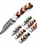 Handmade Damascus Pocket Folding Knife With Olive Wood Handle For EDC And Camping Tough As Nails 150 Layer Damascus Blade
