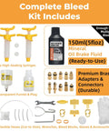 Complete Pro Grade Hydraulic Brake Bleed Kit With 150ml Mineral Oil And CNC Brass Adapters For Shimano Magura TEKTRO TRP