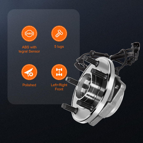 Premium Front Wheel Hub Bearing Assembly For 2007 2008 2009 2010 Jeep Wrangler 5 Bolt, 4 Wheel ABS - OE 513272 image with 5 lugs