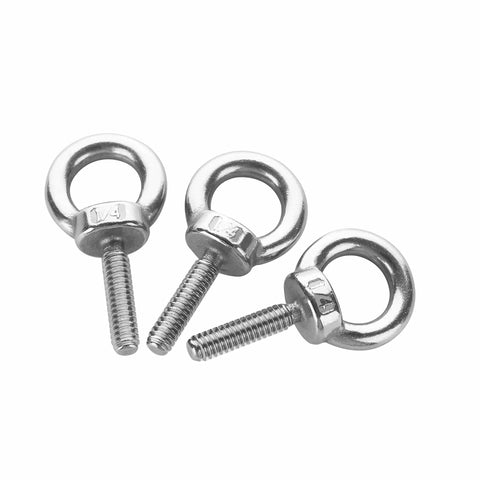 Stainless Steel 304 Eye Bolts One Quarter Inch Twenty Threads One Inch Long Ring Lifting Hardware 5 Pack Heavy Duty Lift Rings