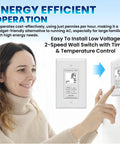 Two Speed Whole House Fan With Super Silent German Motor And Cold Weather Damper For Sharp Energy Savings No Sweat Diy Install To Smash Summer Heat And Keep Your Home Sweet Without Burning Cash, woman using a 2-speed wall switch with timer.