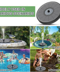 Solar Fountain For Bird Bath With Glass Panel High Efficiency 3.5W Water Pump in various outdoor scenarios.