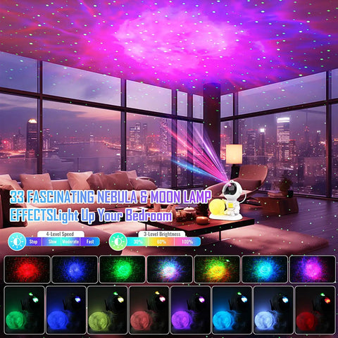 3 In 1 Starry Sky Projector Night Light With Voice Control 21 Lighting Effects Ocean Wave Nebula And Star Display in modern room