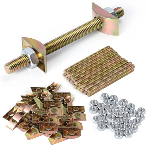Heavy Duty Alloy Steel Tabletop Fasteners Top Shelf Countertop Connectors set with bolts, nuts, and flip hardware for furniture assembly.