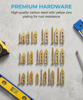 All In One 420 Piece Drywall Anchors Kit with Self Drilling Metal Plugs on concrete surface with tools