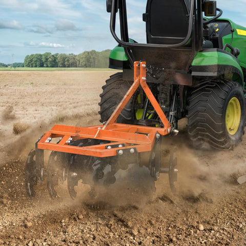 5 Ft Notched Disc Harrow Plow For Category 0 And 1 Tractors Fits Kubota BX LM WLM NorTrac Yanmar Kioti John Deere in field