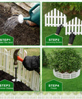 No Dig Garden Edging Border Kit 13 Ft White 14.6 Inch Tall With 14 Stakes For Easy No Dig Install Clean Crisp Look Between Lawn And Garden Beds Weatherproof Plastic Landscape Edge For Decor And Definition in use with installation steps.