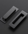 4 Pack Black Sliding Closet Door Pulls Flush Recessed Finger Pulls 4.72 Inch Length Square Cabinet Pulls with Matte Finish