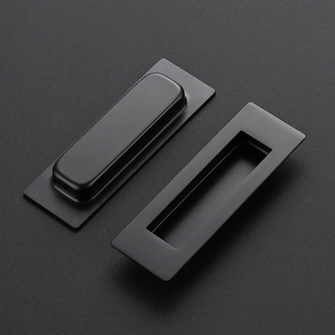 4 Pack Black Sliding Closet Door Pulls Flush Recessed Finger Pulls 4.72 Inch Length Square Cabinet Pulls with Matte Finish