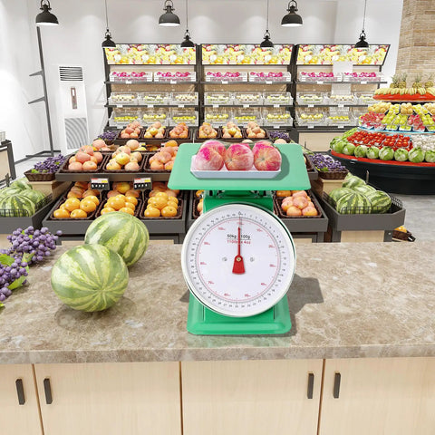 Heavy Duty Portion Control Mechanical Kitchen And Food Scale With Stainless Steel Platform 110 Lbs Capacity in supermarket