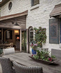 Outdoor Gooseneck Barn Light Fixture 14 Inch With Dusk To Dawn Sensor Waterproof Farmhouse Wall Light illuminating patio