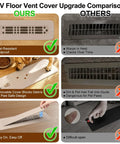 Comparison of RV Floor Vent Cover 2x10 Inch With Removable Magnetic Lid showing pet-safe design vs older models.