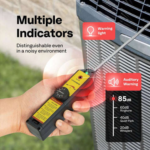 VIVOHOME handheld HVAC refrigerant leak detector with LED light, yellow and black body, front view